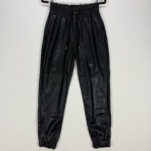 7 For All Mankind Black Faux Leather Jogger Pants